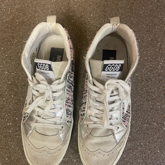 Goldengoose midstars suede and boucle’ size 38 black/white/pink/silver - Picture 3 of 7